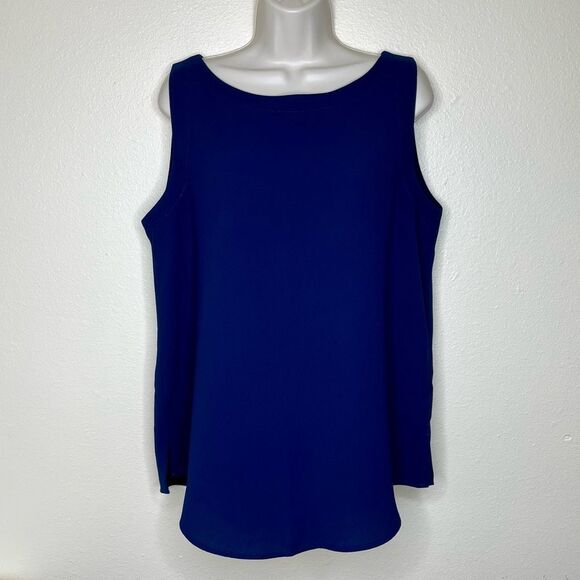 Peter Nygard Navy Blue Tank Shell Boatneck Sleeveless Top Women Size Medium - Picture 11 of 11